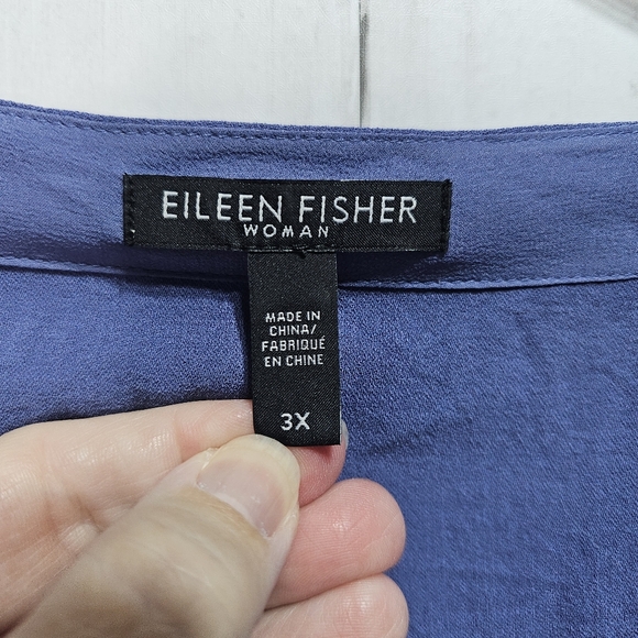 Eileen Fisher Women's Periwinkle Lightweight 1/2 Sleeve 100% Silk Shirt Size 3X. - Picture 5 of 7